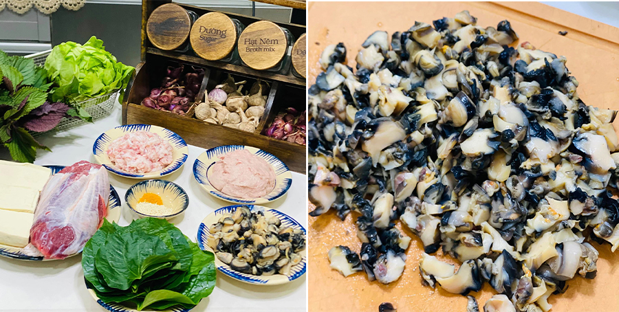 Nguyên liệu cho món bún chả tôm
